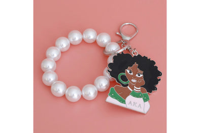 Sorority Inspired - Pink and Green Pearl Keychain