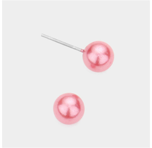 Pearl Stud Earrings (Pink)