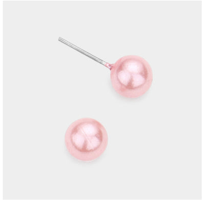 Pearl Stud Earrings (Pink)