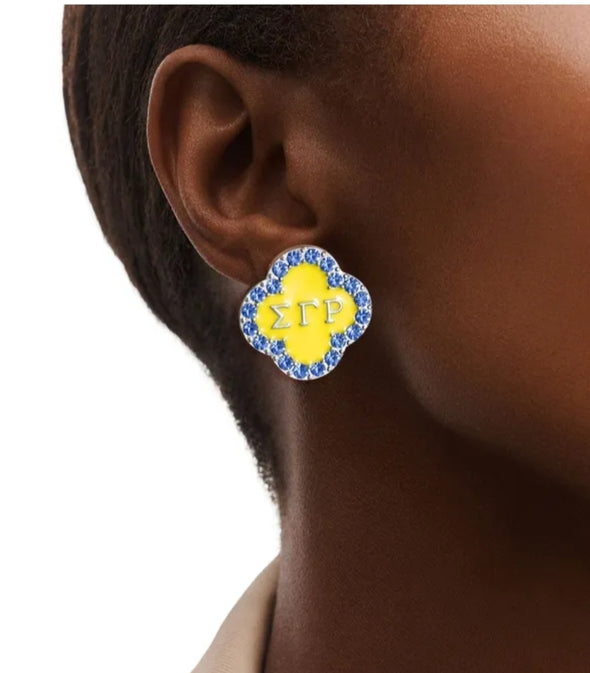 Sorority Inspired - Blue and Gold Studs