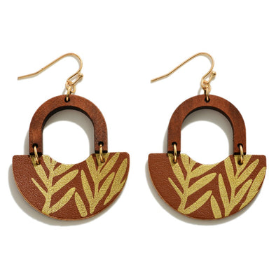 Wood & Leather Arch Earrings