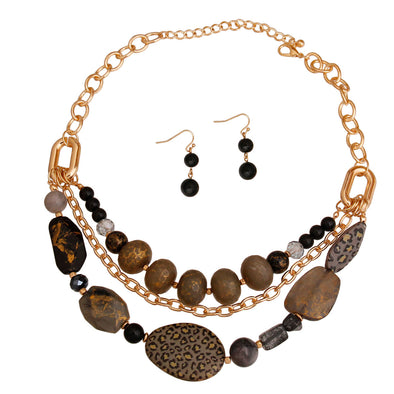 Leopard Bead Necklace Set