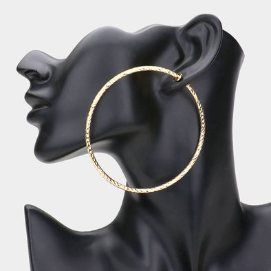 3" Textured Hoop Clip-On Earrings