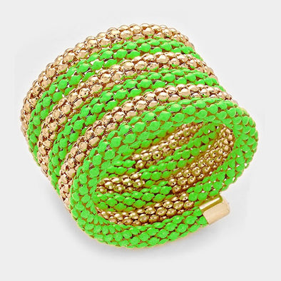 Green and Gold Coil Bracelet