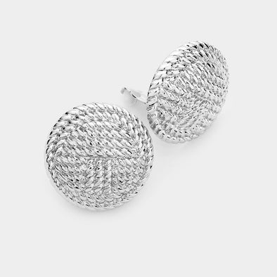 Twisted Metal Round Clip-On Earrings